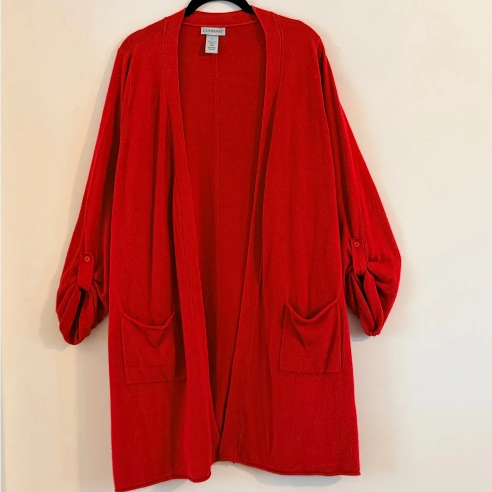 Catherines Vibrant Red Open Cardigan Size OX - XL